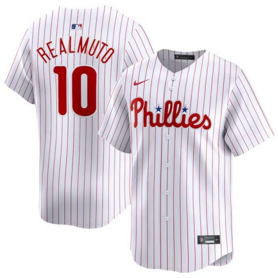 Men Philadelphia Phillies 10 J T Realmuto White Home Limited Stitched Jersey Men Philadelphia Phillies 10 J T Realmuto White Home Limited Stitched Jersey