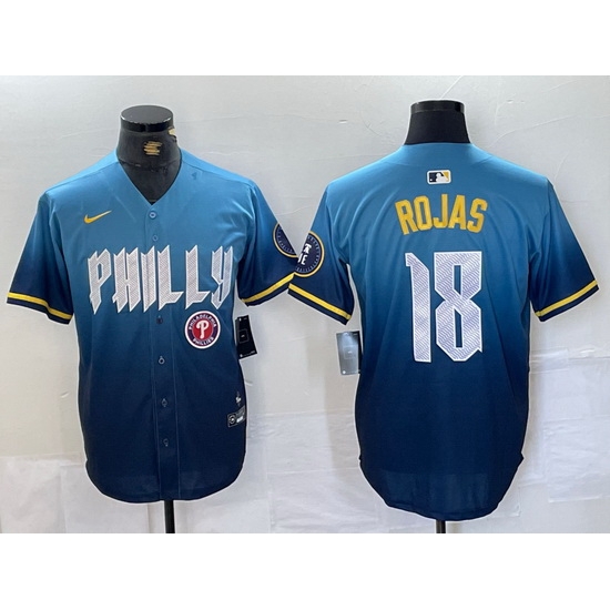 Men Philadelphia Phillies 18 Johan Rojas Blue 2024 City Connect Limited Stitched Jersey 3 Men Philadelphia Phillies 18 Johan Rojas Blue 2024 City Connect Limited Stitched Jersey 3