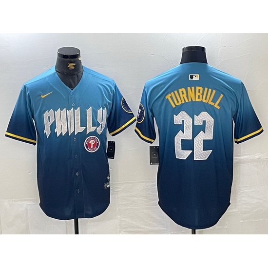 Men Philadelphia Phillies 22 Spencer Turnbull Blue 2024 City Connect Limited Stitched Jersey 4 Men Philadelphia Phillies 22 Spencer Turnbull Blue 2024 City Connect Limited Stitched Jersey 4