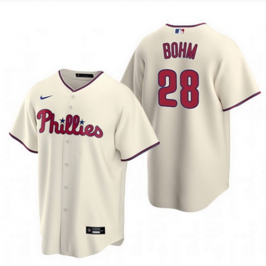 Men Philadelphia Phillies 28 Alec Bohm Cream Alternate Jersey Men Philadelphia Phillies 28 Alec Bohm Cream Alternate Jersey