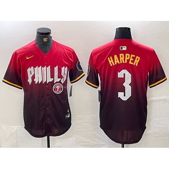 Men Philadelphia Phillies 3 Bryce Harper Red 2024 City Connect Limited Stitched Jersey 1 Men Philadelphia Phillies 3 Bryce Harper Red 2024 City Connect Limited Stitched Jersey 1