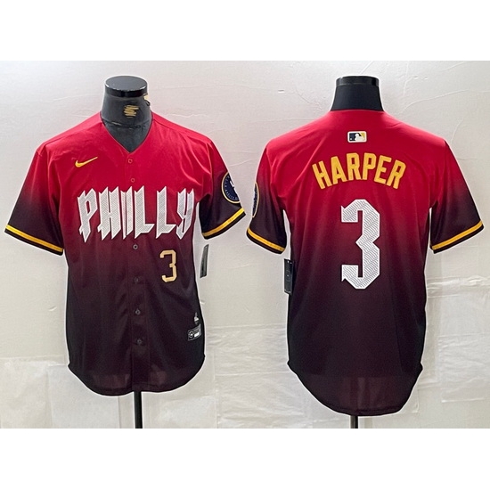 Men Philadelphia Phillies 3 Bryce Harper Red 2024 City Connect Limited Stitched Jersey 2 Men Philadelphia Phillies 3 Bryce Harper Red 2024 City Connect Limited Stitched Jersey 2