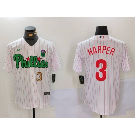 Men Philadelphia Phillies 3 Bryce Harper White Green Cool Base Stitched Jersey 1 Men Philadelphia Phillies 3 Bryce Harper White Green Cool Base Stitched Jersey 1