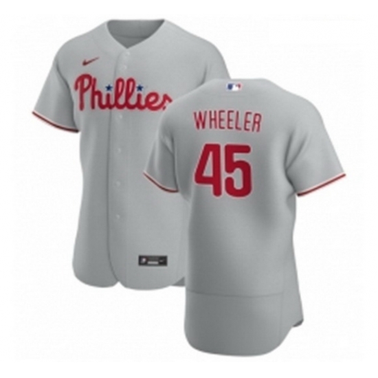 Men Philadelphia Phillies 45 Zack Wheeler Men Nike Gray Road 2020 Authentic Player MLB Jersey Men Philadelphia Phillies 45 Zack Wheeler Men Nike Gray Road 2020 Authentic Player MLB Jersey