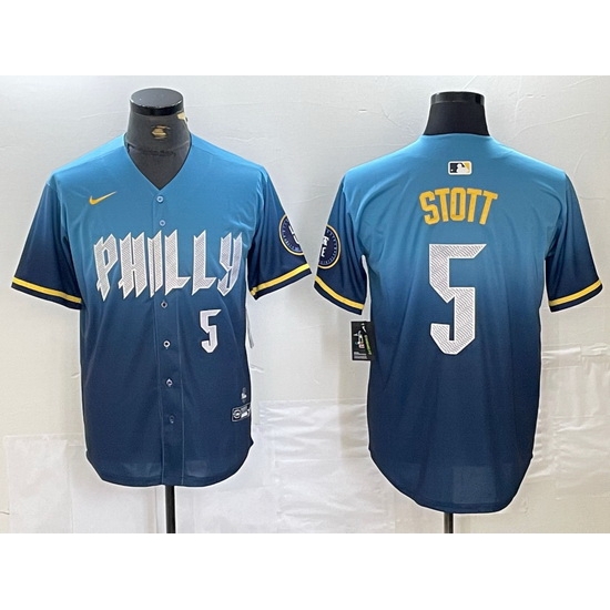 Men Philadelphia Phillies 5 Bryson Stott Blue 2024 City Connect Limited Stitched Jersey 2 Men Philadelphia Phillies 5 Bryson Stott Blue 2024 City Connect Limited Stitched Jersey 2