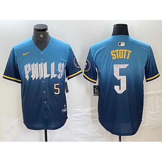 Men Philadelphia Phillies 5 Bryson Stott Blue 2024 City Connect Limited Stitched Jersey 3 Men Philadelphia Phillies 5 Bryson Stott Blue 2024 City Connect Limited Stitched Jersey 3