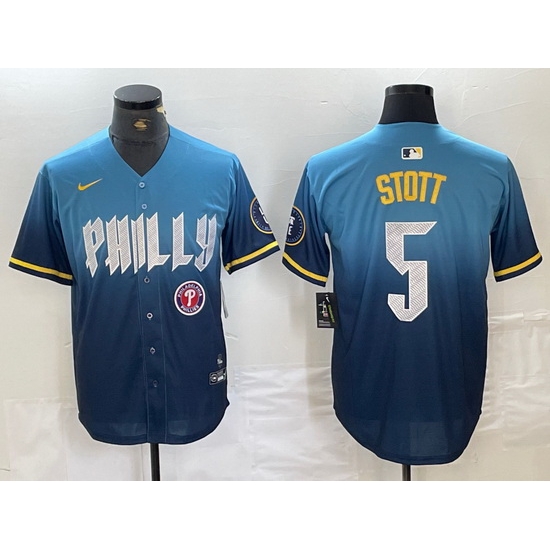 Men Philadelphia Phillies 5 Bryson Stott Blue 2024 City Connect Limited Stitched Jersey 5 Men Philadelphia Phillies 5 Bryson Stott Blue 2024 City Connect Limited Stitched Jersey 5