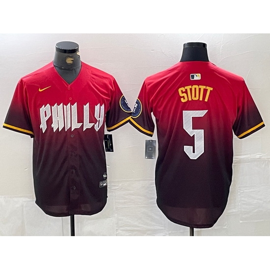 Men Philadelphia Phillies 5 Bryson Stott Red 2024 City Connect Limited Stitched Jersey 2 Men Philadelphia Phillies 5 Bryson Stott Red 2024 City Connect Limited Stitched Jersey 2