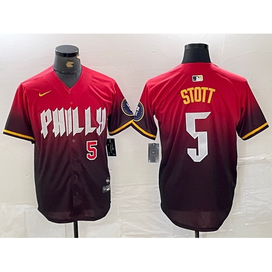 Men Philadelphia Phillies 5 Bryson Stott Red 2024 City Connect Limited Stitched Jersey 4 Men Philadelphia Phillies 5 Bryson Stott Red 2024 City Connect Limited Stitched Jersey 4