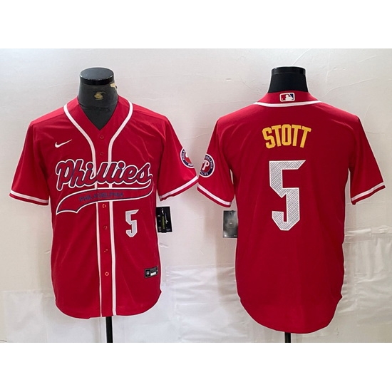 Men Philadelphia Phillies 5 Bryson Stott Red 2024 City Connect Stitched Jersey 2 Men Philadelphia Phillies 5 Bryson Stott Red 2024 City Connect Stitched Jersey 2