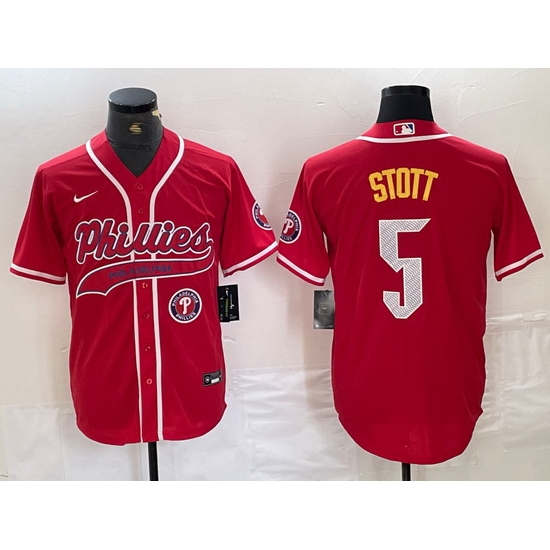 Men Philadelphia Phillies 5 Bryson Stott Red 2024 City Connect Stitched Jersey 5 Men Philadelphia Phillies 5 Bryson Stott Red 2024 City Connect Stitched Jersey 5