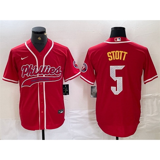 Men Philadelphia Phillies 5 Bryson Stott Red 2024 City Connect Stitched Jersey Men Philadelphia Phillies 5 Bryson Stott Red 2024 City Connect Stitched Jersey