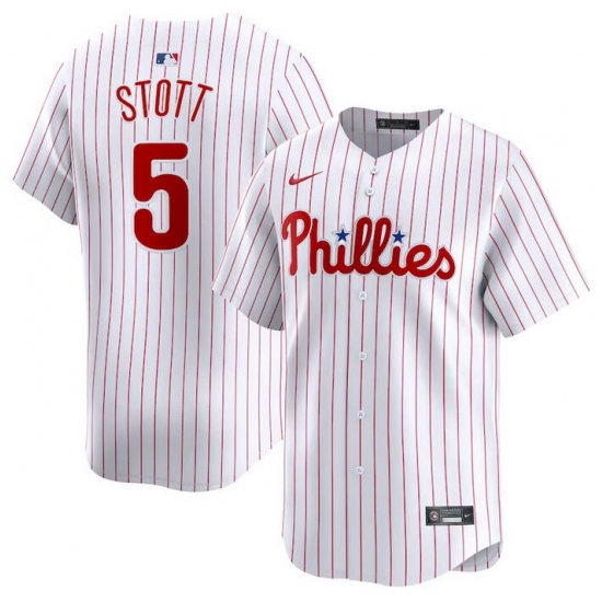 Men Philadelphia Phillies 5 Bryson Stott White Home Limited Stitched Jersey Men Philadelphia Phillies 5 Bryson Stott White Home Limited Stitched Jersey