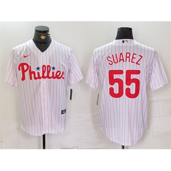 Men Philadelphia Phillies 55 Ranger Suarez White Cool Base Stitched Jersey Men Philadelphia Phillies 55 Ranger Suarez White Cool Base Stitched Jersey