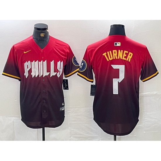 Men Philadelphia Phillies 7 Trea Turner Red 2024 City Connect Limited Stitched Jersey 1 Men Philadelphia Phillies 7 Trea Turner Red 2024 City Connect Limited Stitched Jersey 1