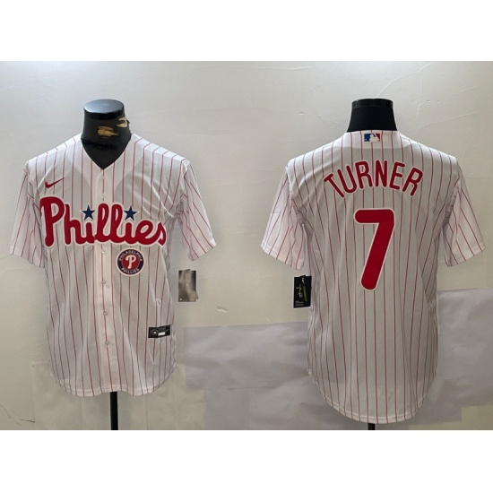Men Philadelphia Phillies 7 Trea Turner White Cool Base Stitched Jersey 2 Men Philadelphia Phillies 7 Trea Turner White Cool Base Stitched Jersey 2