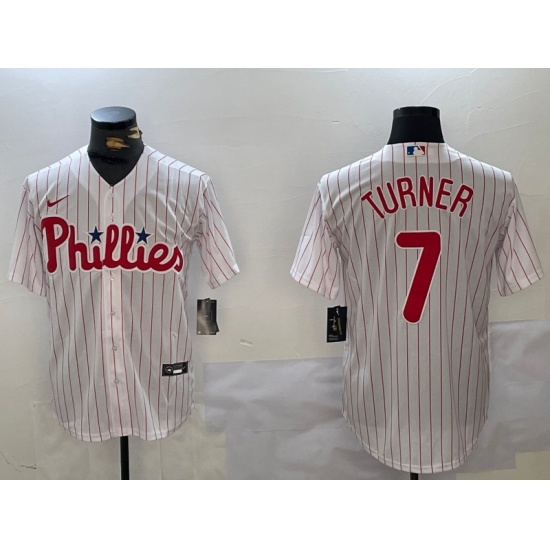 Men Philadelphia Phillies 7 Trea Turner White Cool Base Stitched Jersey Men Philadelphia Phillies 7 Trea Turner White Cool Base Stitched Jersey