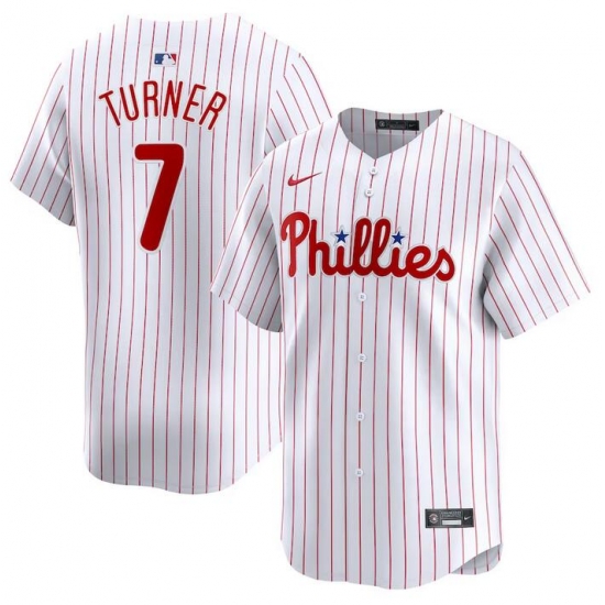 Men Philadelphia Phillies 7 Trea Turner White Home Limited Stitched Jersey Men Philadelphia Phillies 7 Trea Turner White Home Limited Stitched Jersey