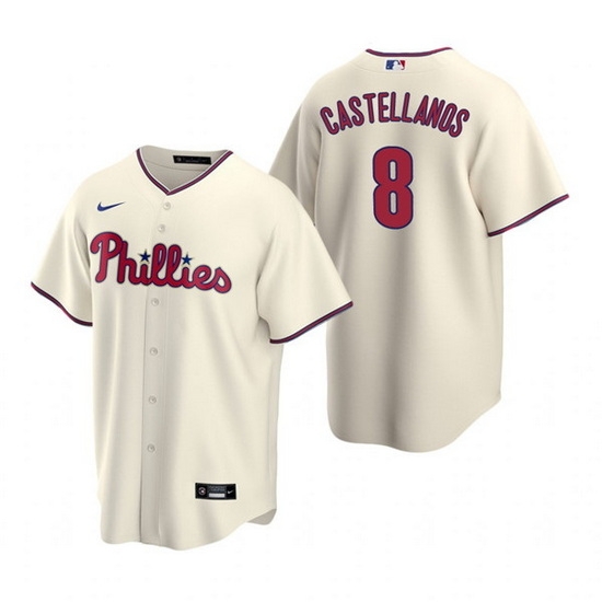 Men Philadelphia Phillies 8 Nick Castellanos Cream Cool Base Stitched Jerse Men Philadelphia Phillies 8 Nick Castellanos Cream Cool Base Stitched Jerse
