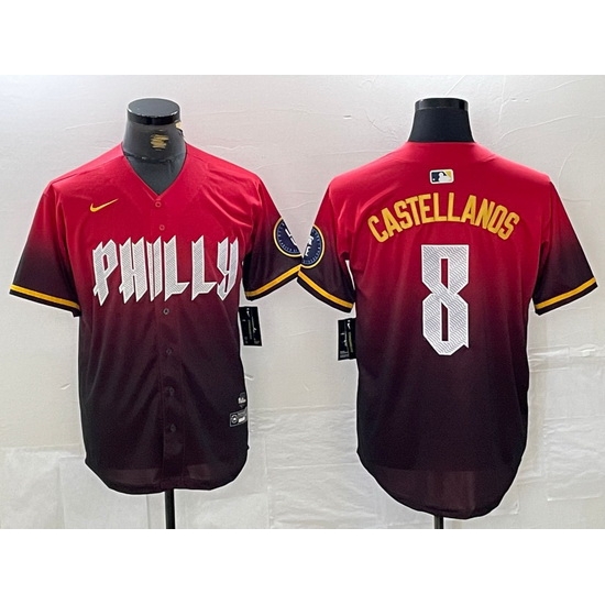 Men Philadelphia Phillies 8 Nick Castellanos Red 2024 City Connect Limited Stitched Jersey 3 Men Philadelphia Phillies 8 Nick Castellanos Red 2024 City Connect Limited Stitched Jersey 3