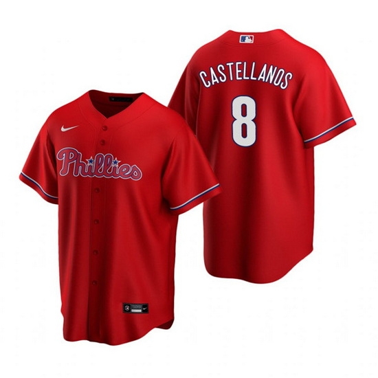 Men Philadelphia Phillies 8 Nick Castellanos Red Cool Base Stitched Jerse Men Philadelphia Phillies 8 Nick Castellanos Red Cool Base Stitched Jerse