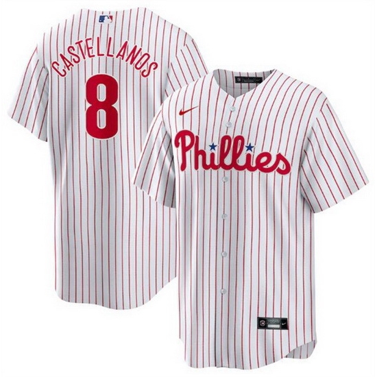 Men Philadelphia Phillies 8 Nick Castellanos White Cool Base Stitched jersey Men Philadelphia Phillies 8 Nick Castellanos White Cool Base Stitched jersey