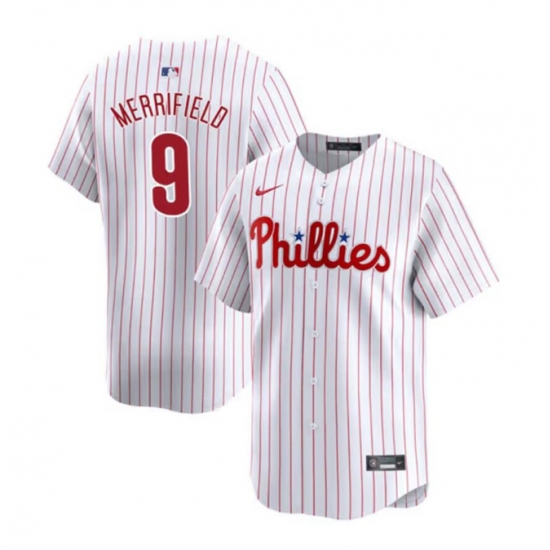 Men Philadelphia Phillies 9 Whit Merrifield White Home Limited Stitched Jersey Men Philadelphia Phillies 9 Whit Merrifield White Home Limited Stitched Jersey