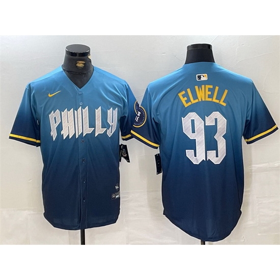 Men Philadelphia Phillies 93 Jason Elwell Blue 2024 City Connect Limited Stitched Jersey Men Philadelphia Phillies 93 Jason Elwell Blue 2024 City Connect Limited Stitched Jersey