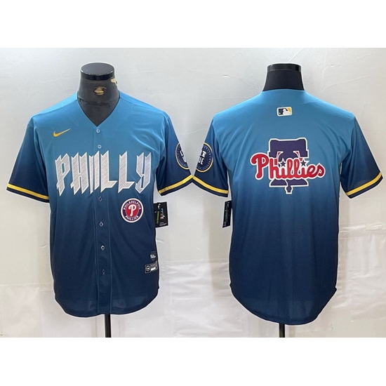 Men Philadelphia Phillies Blank Blue 2024 City Connect Limited Stitched Jersey 2 Men Philadelphia Phillies Blank Blue 2024 City Connect Limited Stitched Jersey 2