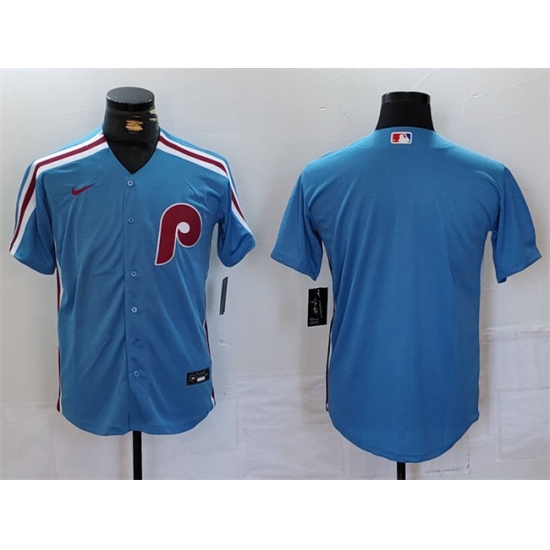 Men Philadelphia Phillies Blank Blue Cool Base Stitched Jersey Men Philadelphia Phillies Blank Blue Cool Base Stitched Jersey