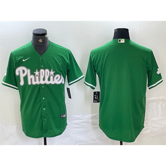 Men Philadelphia Phillies Blank Green Cool Base Stitched Baseball Jersey Men Philadelphia Phillies Blank Green Cool Base Stitched Baseball Jersey