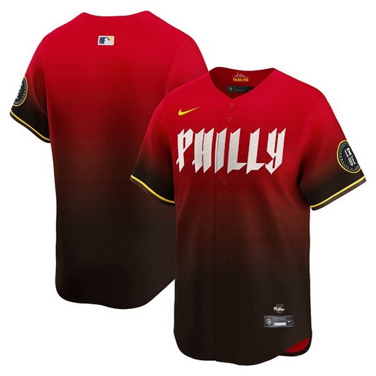 Men Philadelphia Phillies Blank Red 2024 City Connect Limited Stitched Jersey Men Philadelphia Phillies Blank Red 2024 City Connect Limited Stitched Jersey