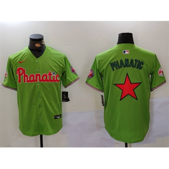 Men Philadelphia Phillies Phanatic Green Cool Base Stitched Jersey Men Philadelphia Phillies Phanatic Green Cool Base Stitched Jersey