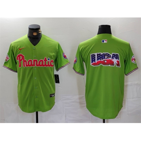 Men Philadelphia Phillies Team Big Logo Green With Patch Stitched Jersey Men Philadelphia Phillies Team Big Logo Green With Patch Stitched Jersey