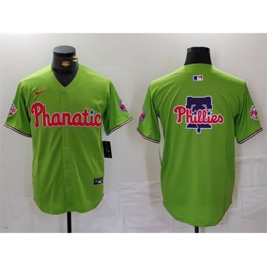 Men Philadelphia Phillies Team Big Logo Green With Patch Stitched Jerseys Men Philadelphia Phillies Team Big Logo Green With Patch Stitched Jerseys
