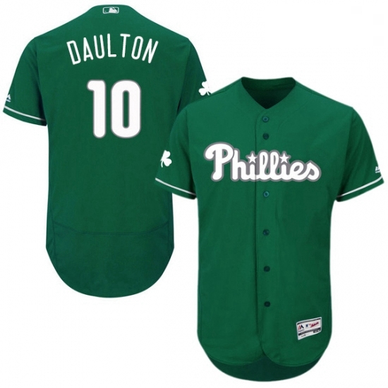 Mens Majestic Philadelphia Phillies 10 Darren Daulton Green Celtic Flexbase Authentic Collection MLB Jersey Mens Majestic Philadelphia Phillies 10 Darren Daulton Green Celtic Flexbase Authentic Collection MLB Jersey