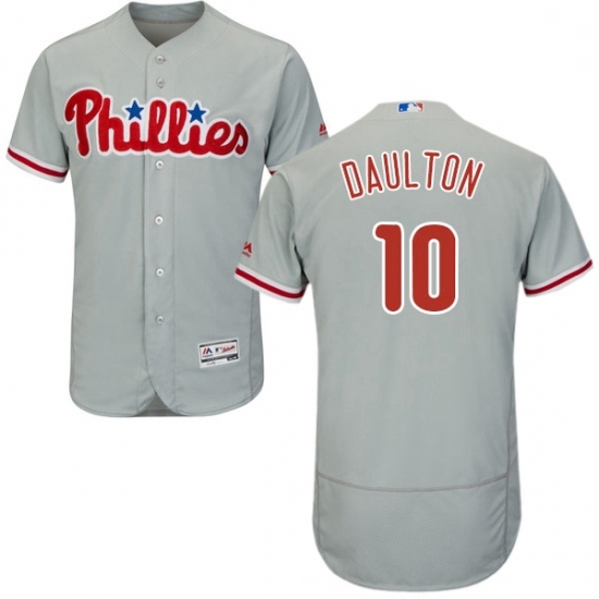 Mens Majestic Philadelphia Phillies 10 Darren Daulton Grey Road Flex Base Authentic Collection MLB Jersey Mens Majestic Philadelphia Phillies 10 Darren Daulton Grey Road Flex Base Authentic Collection MLB Jersey