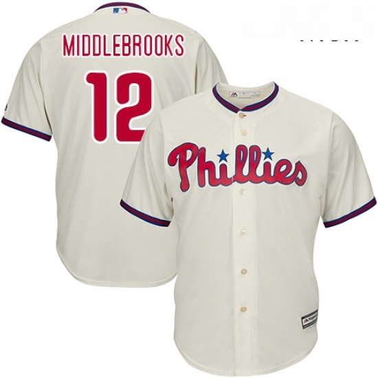 Mens Majestic Philadelphia Phillies 12 Will Middlebrooks Replica Cream Alternate Cool Base MLB Jersey Mens Majestic Philadelphia Phillies 12 Will Middlebrooks Replica Cream Alternate Cool Base MLB Jersey