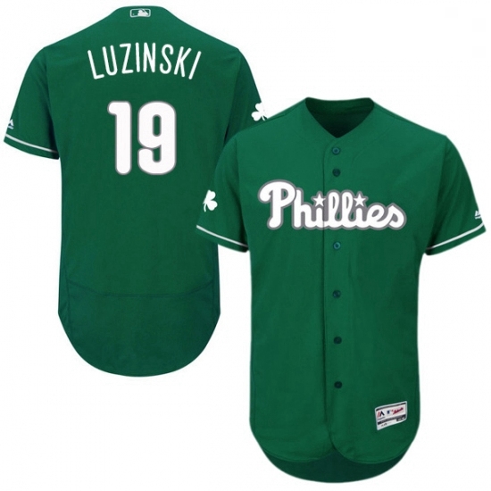 Mens Majestic Philadelphia Phillies 19 Greg Luzinski Green Celtic Flexbase Authentic Collection MLB Jersey Mens Majestic Philadelphia Phillies 19 Greg Luzinski Green Celtic Flexbase Authentic Collection MLB Jersey