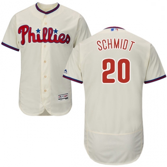 Mens Majestic Philadelphia Phillies 20 Mike Schmidt Cream Alternate Flex Base Authentic Collection MLB Jersey Mens Majestic Philadelphia Phillies 20 Mike Schmidt Cream Alternate Flex Base Authentic Collection MLB Jersey