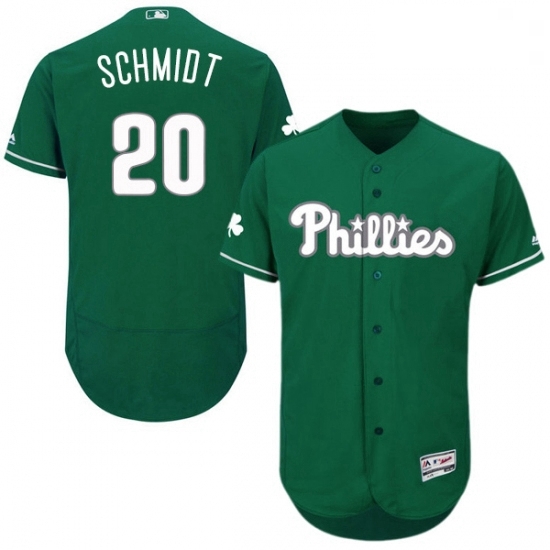 Mens Majestic Philadelphia Phillies 20 Mike Schmidt Green Celtic Flexbase Authentic Collection MLB Jersey Mens Majestic Philadelphia Phillies 20 Mike Schmidt Green Celtic Flexbase Authentic Collection MLB Jersey