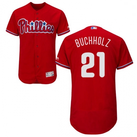 Mens Majestic Philadelphia Phillies 21 Clay Buchholz Red Flexbase Authentic Collection MLB Jersey Mens Majestic Philadelphia Phillies 21 Clay Buchholz Red Flexbase Authentic Collection MLB Jersey