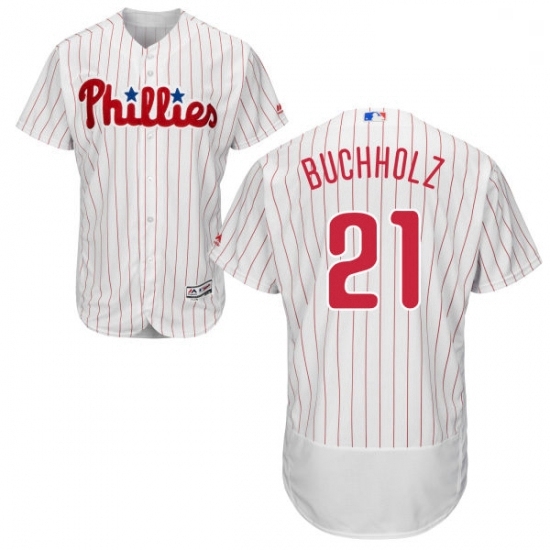 Mens Majestic Philadelphia Phillies 21 Clay Buchholz White Flexbase Authentic Collection MLB Jersey Mens Majestic Philadelphia Phillies 21 Clay Buchholz White Flexbase Authentic Collection MLB Jersey