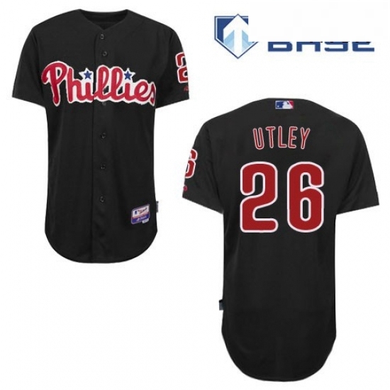 Mens Majestic Philadelphia Phillies 26 Chase Utley Authentic Black Cool Base MLB Jersey Mens Majestic Philadelphia Phillies 26 Chase Utley Authentic Black Cool Base MLB Jersey