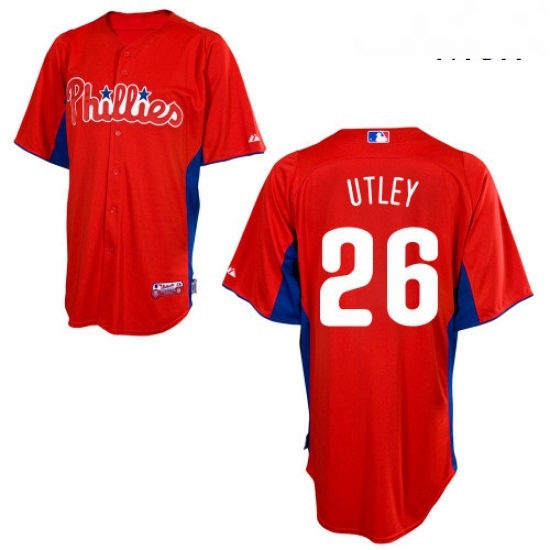 Mens Majestic Philadelphia Phillies 26 Chase Utley Authentic Red 2011 Cool Base BP MLB Jersey Mens Majestic Philadelphia Phillies 26 Chase Utley Authentic Red 2011 Cool Base BP MLB Jersey