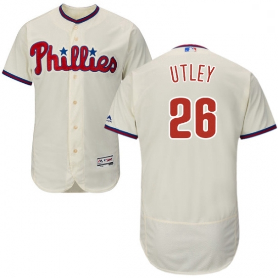 Mens Majestic Philadelphia Phillies 26 Chase Utley Cream Alternate Flex Base Authentic Collection MLB Jersey Mens Majestic Philadelphia Phillies 26 Chase Utley Cream Alternate Flex Base Authentic Collection MLB Jersey