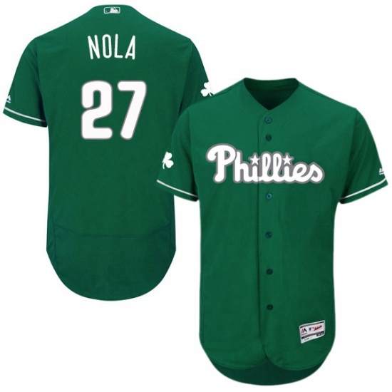Mens Majestic Philadelphia Phillies 27 Aaron Nola Green Celtic Flexbase Authentic Collection MLB Jersey Mens Majestic Philadelphia Phillies 27 Aaron Nola Green Celtic Flexbase Authentic Collection MLB Jersey