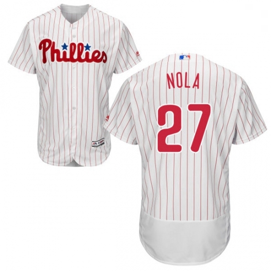 Mens Majestic Philadelphia Phillies 27 Aaron Nola White Home Flex Base Authentic Collection MLB Jersey Mens Majestic Philadelphia Phillies 27 Aaron Nola White Home Flex Base Authentic Collection MLB Jersey