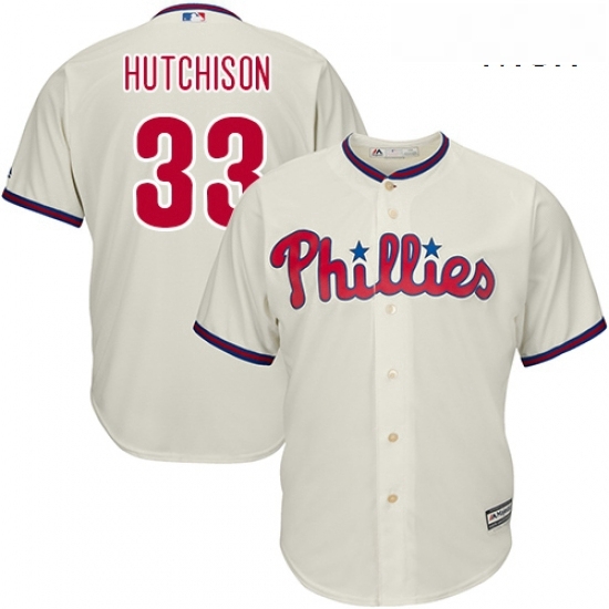 Mens Majestic Philadelphia Phillies 33 Drew Hutchison Replica Cream Alternate Cool Base MLB Jersey Mens Majestic Philadelphia Phillies 33 Drew Hutchison Replica Cream Alternate Cool Base MLB Jersey