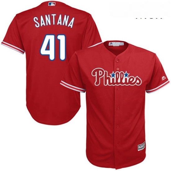 Mens Majestic Philadelphia Phillies 41 Carlos Santana Replica Red Alternate Cool Base MLB Jersey Mens Majestic Philadelphia Phillies 41 Carlos Santana Replica Red Alternate Cool Base MLB Jersey